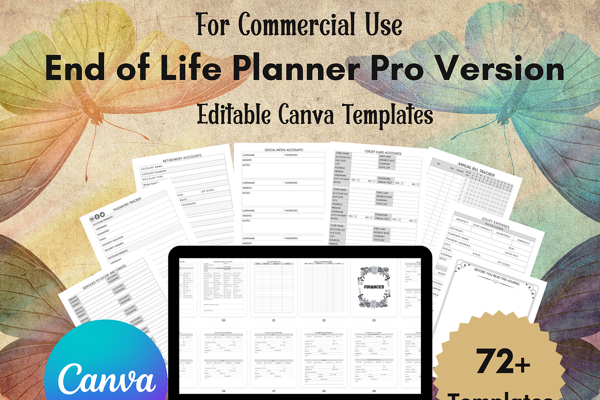 Editable End of Life Planner Template | digital end of life planner template, end of life planner printable, end-of-life planner template | Creative Market for Free Printable End Of Life Planner Template Pdf