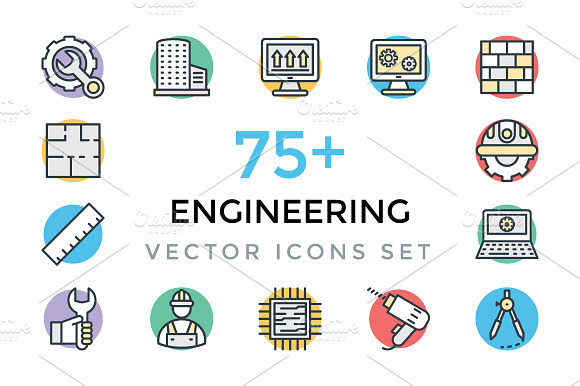 75 Engineering Vector Icons