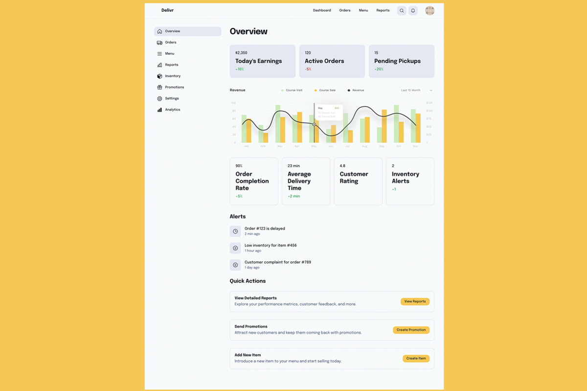 Food Delivery,Restaurant Dashboard, an App Template by nagaredesignstudio (Photo 4 of 5)