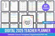 Digital 2025 Teacher Planner Rainbow, a Stationery Template by Mustafiz (Thumbnail 1 of 8)