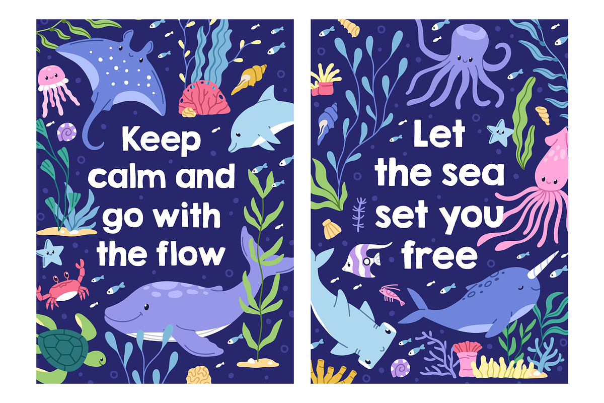 Marine life. Sea set, banner, cards, an Animal Illustration by Good Studio (Photo 8 of 12)