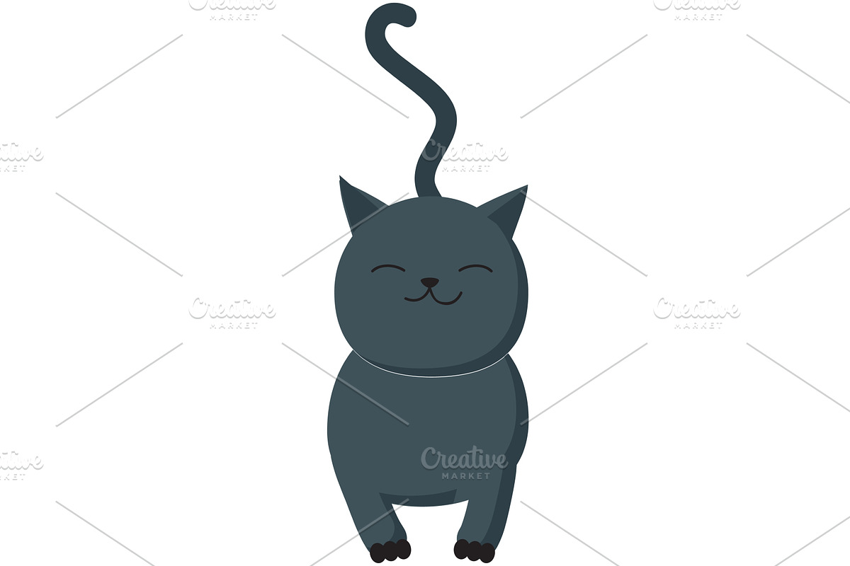 Black cat vector halloween cartoon, an Animal Illustration by SiberianArt