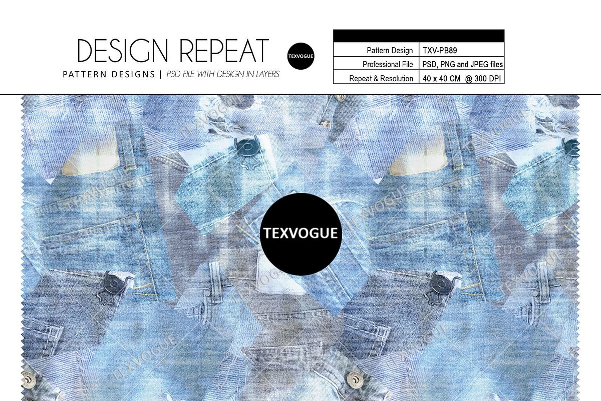 Piece of Denim - Seamless Patterns, a Pattern Graphic by texvogue (Photo 2 of 20)