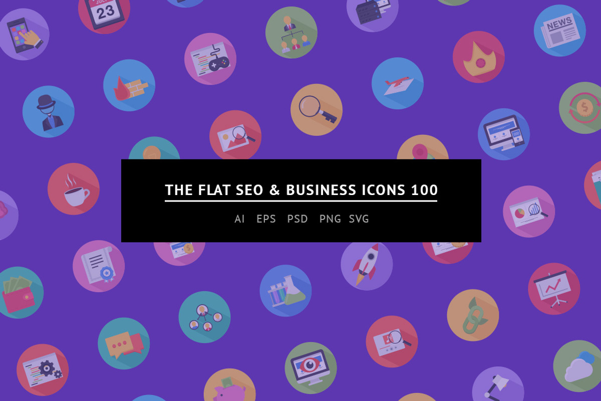 The Flat SEO & Business Icons 100