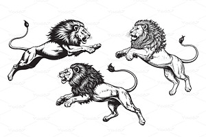 Majestic Lions captured mid-air,, an Animal Illustration by yod67
