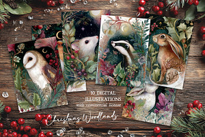 Christmas Woodlands Animal Postcards