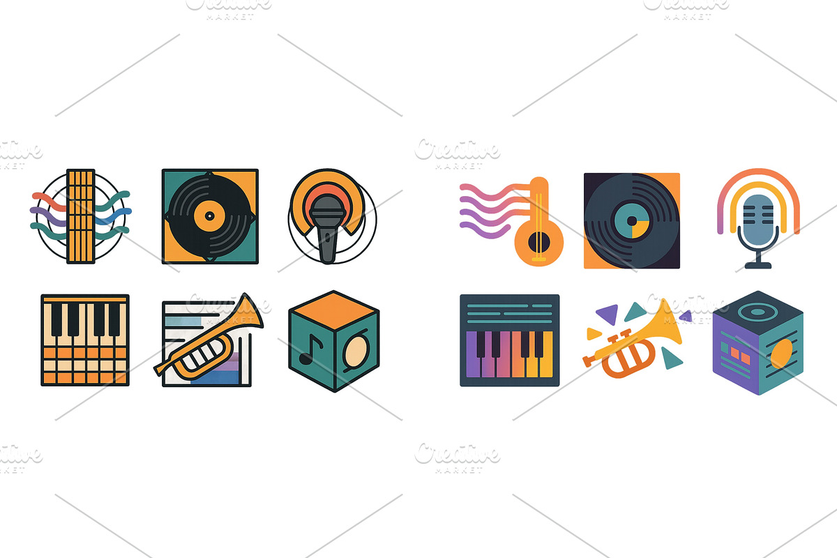 Colorful musical icons depicting, an Illustration by ZinetroN