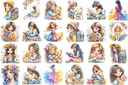 Whimsical Girl Clipart Bundle, an Illustration by designcity5 (Thumbnail 2 of 5)