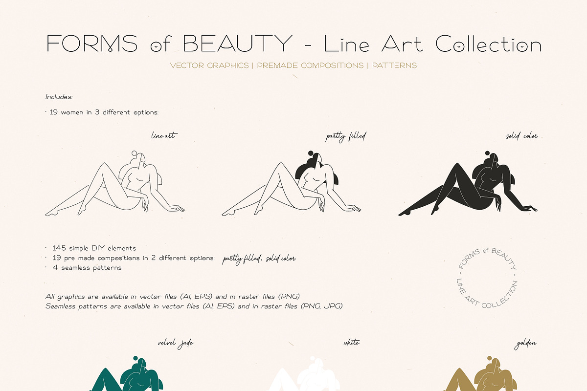 FORMS of BEAUTY Line Art Collection, a Person Illustration by Acierto Studio (Photo 3 of 19)