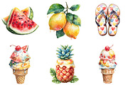 Cute Summer Clipart, a Graphic by CitraGraphics (Thumbnail 2 of 5)