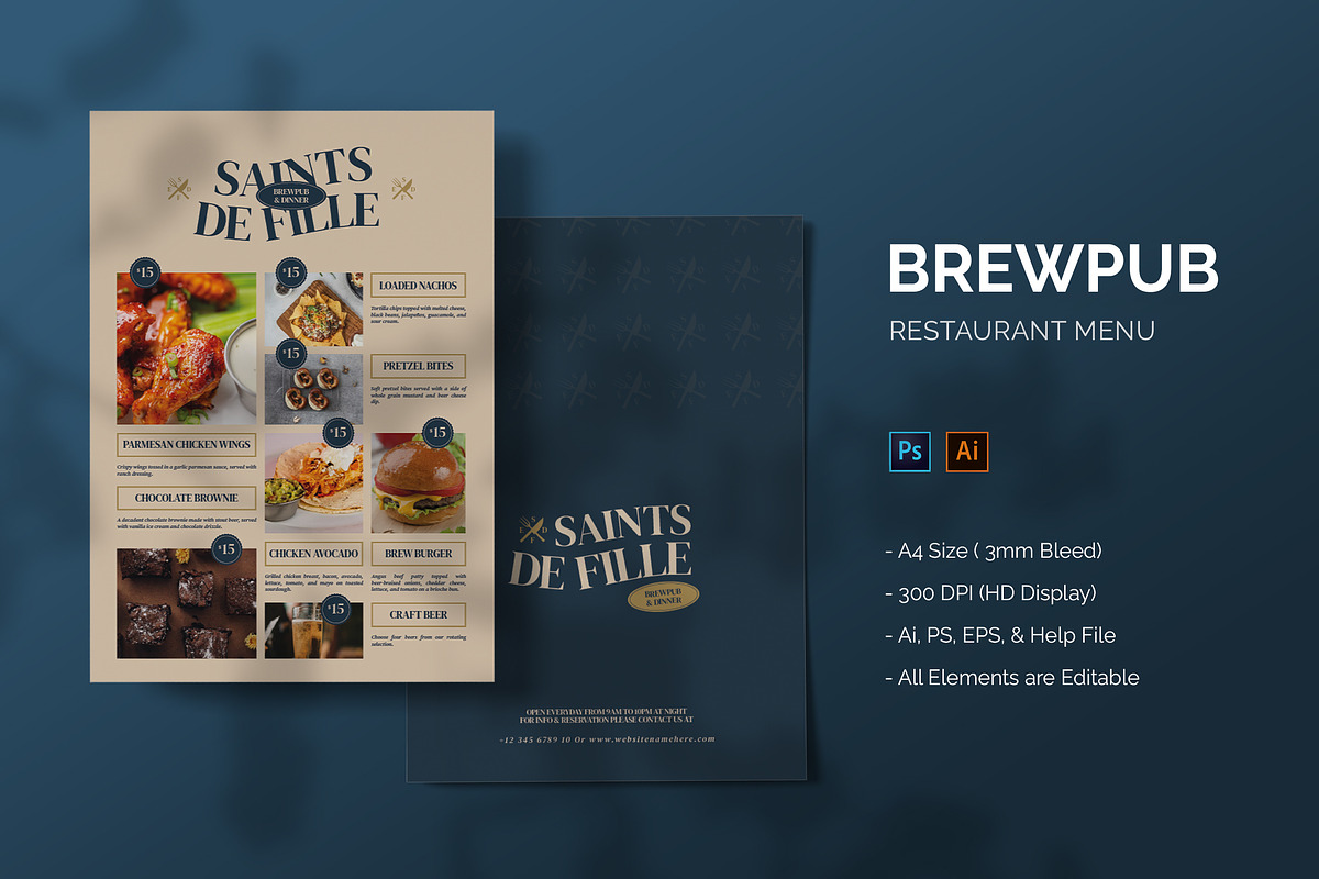 Brewpub - Restaurant Menu, a Print Template by StreaksideStd (Photo 1 of 2)