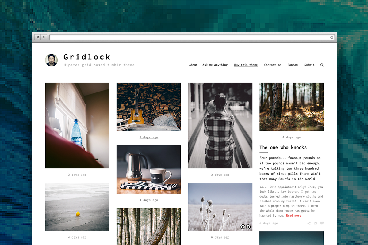 Gridlocked tumblr theme, a Websites & App Template by Pixel Revel (Photo 1 of 5)