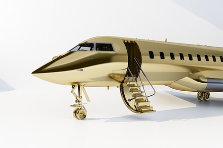 gold private jet with open stairs