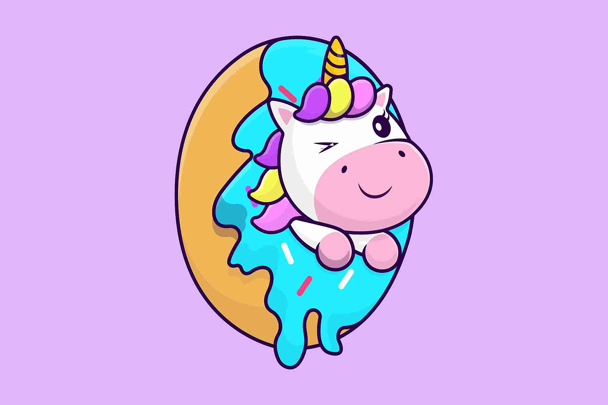 Unicorn With Food Cartoon Vector, a Food Illustration by Artstorystudio (Photo 6 of 6)
