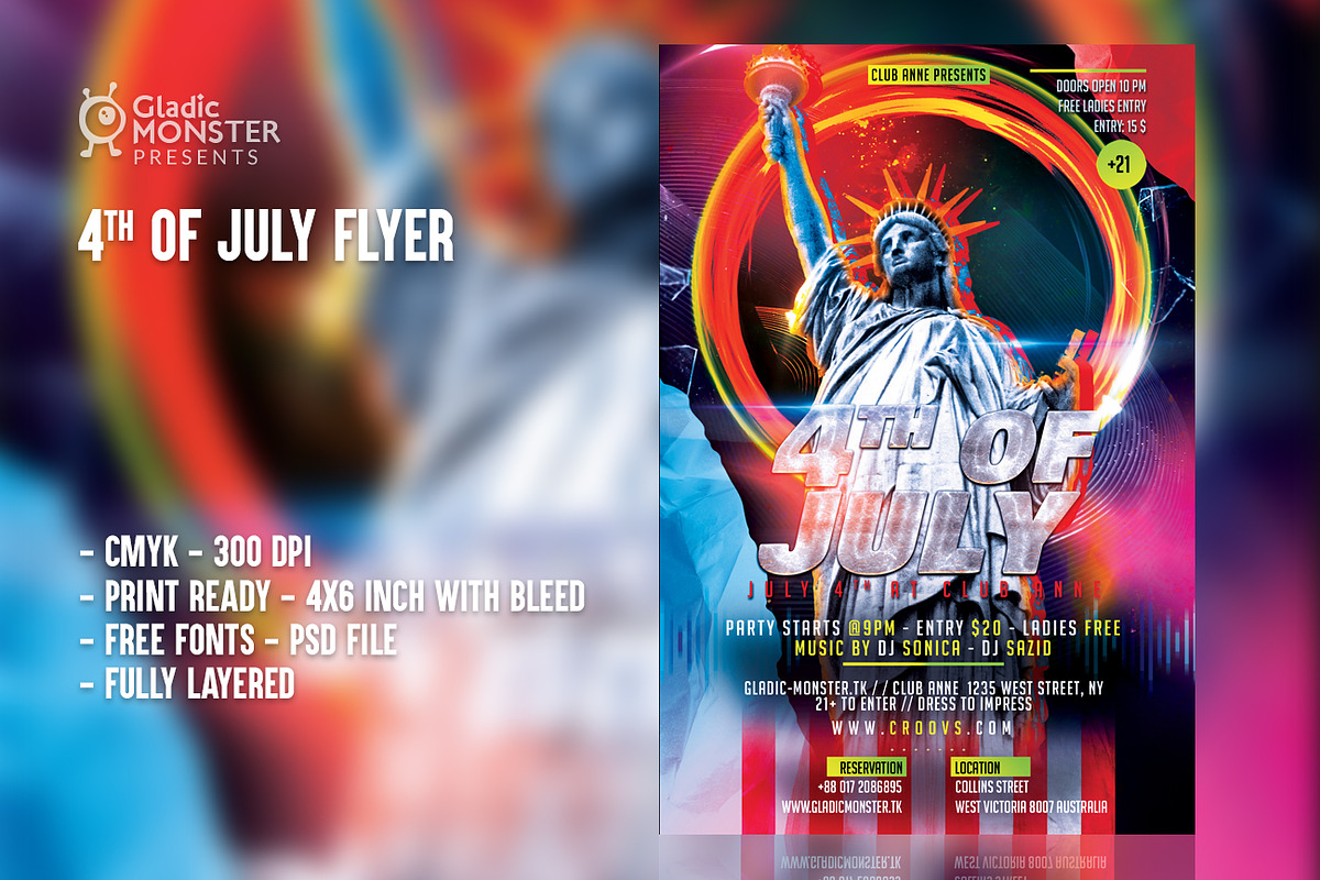 4rth of July Flyer Temmplate, a Flyer Template by GladicMonster (Photo 1 of 3)