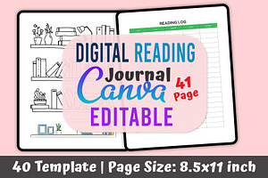 Digital Reading Journal KDP Canva