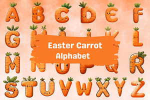 Cute Easter Carrot Alphabet Clipart