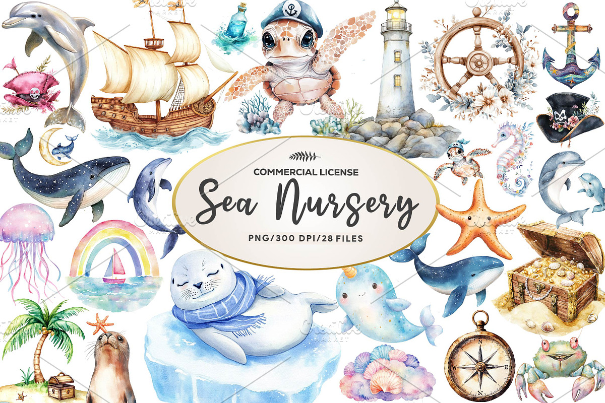 Adventure at Sea Nursery Clipart, an Illustration by CreationArt (Photo 1 of 5)