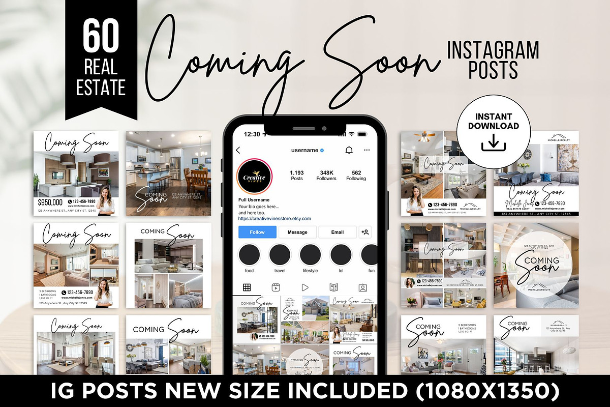 Coming Soon Instagram Posts Canva, a Social Media Template by CreativeVinesStore (Photo 1 of 10)