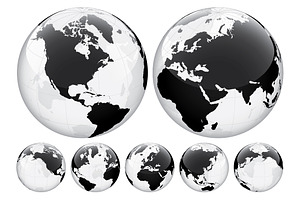 Globe with World Map. Transparent.