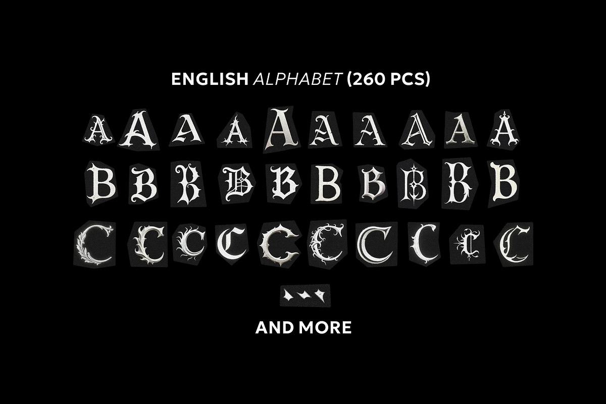 Gothic Letters, 500+ pcs PNG FONT, an Object Graphic by BORT GRAPHIC (Photo 5 of 8)