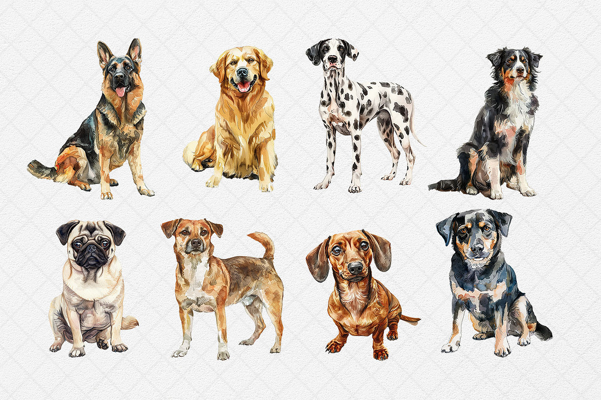Dog Watercolor Clipart, PNGs, an Animal Illustration by Wild Honey Design Co. (Photo 2 of 2)