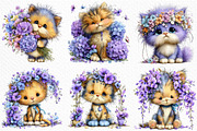 Whimsical Floral Cat Clipart Bundle, a Seasonal Illustration by Craft Nest (Thumbnail 3 of 12)