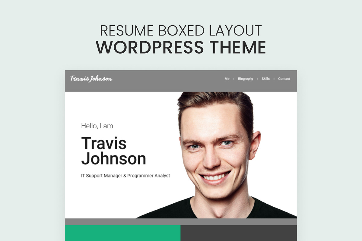 Resume Boxed – CV WordPress Theme, a WordPress Template by Pixflow (Photo 1 of 10)