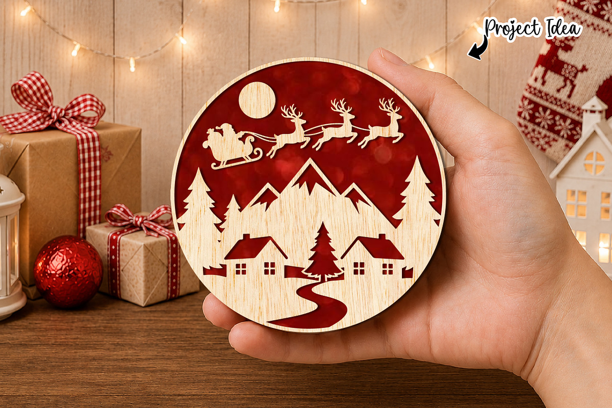 Christmas Village Round Sign SVG, an Object Graphic by OK Design (Photo 2 of 3)