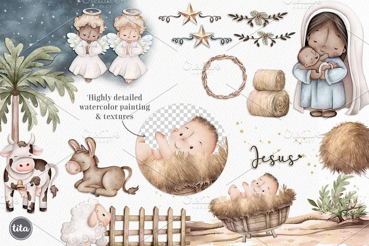 Watercolor Christmas clip part, a Seasonal Illustration by Tita Creative Studio (Photo 2 of 6)