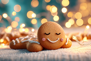 Cookie enjoys a relaxing holiday getaway under twinkling lights, a Food & Drink Photo by AlyaAnd
