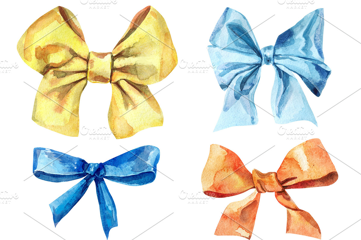 Watercolor bows, a Decorative Illustration by Watercolor fantasy (Photo 5 of 5)