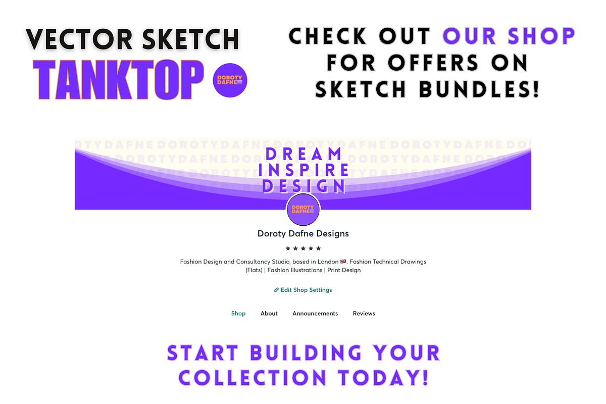 Tank Top Vector Sketch, an Apparel Mockup by Doroty Dafne Designs (Photo 7 of 7)