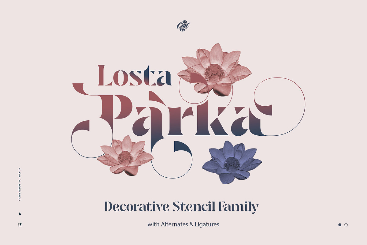 Losta Parka - DecorativeStencil Font, a Sans Serif Font by creativemedialab (Photo 1 of 13)
