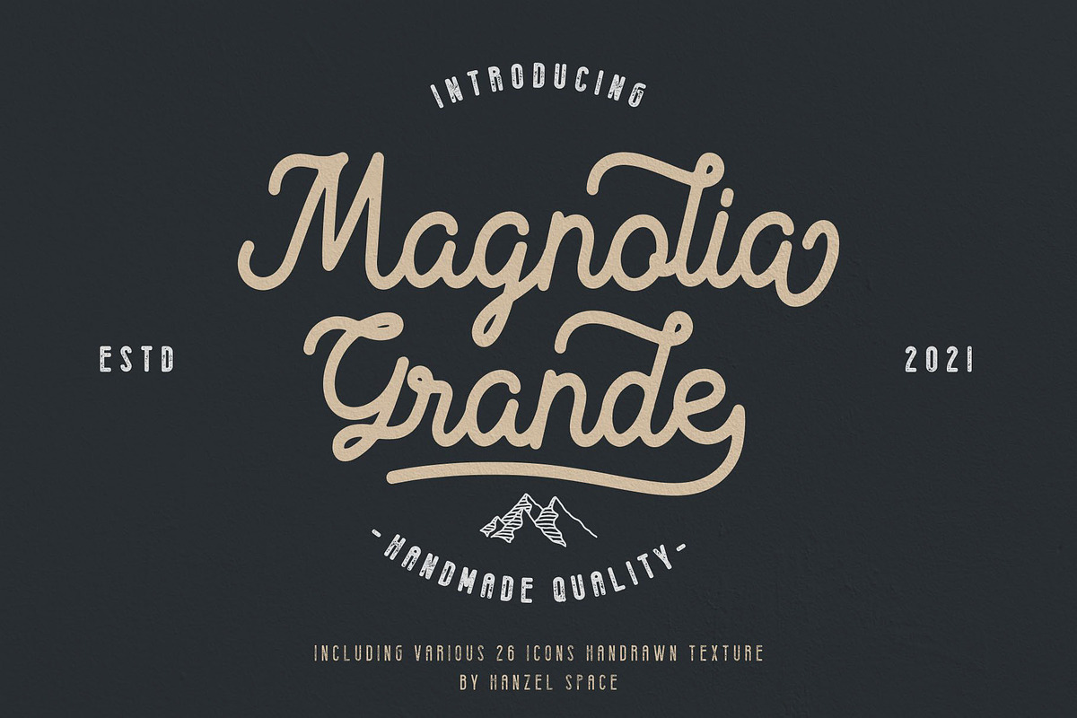 Magnolia Grande with Include Icons, a Script Font by HanzelSpace Studio (Photo 1 of 7)