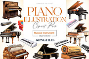 Piano Clipart, Baby Grand Piano Keys, an Object Illustration by BrushstrokeArtGB (Thumbnail 1 of 9)