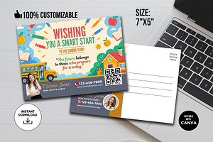 Back to School Postcard for Realtor, a Print Template by CreativeVinesStore
