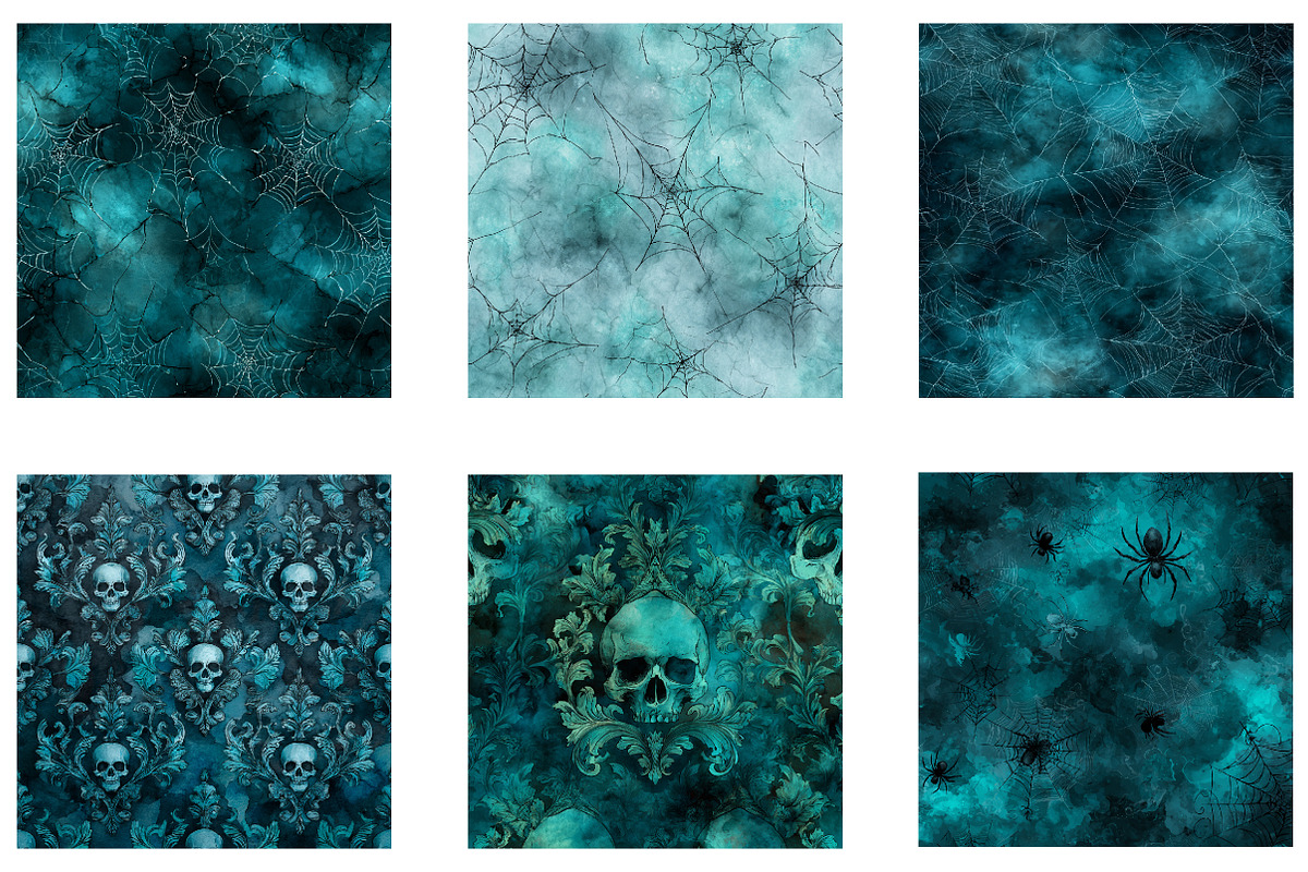 Teal Gothic digital paper, a Pattern Graphic by CreationArt (Photo 4 of 6)