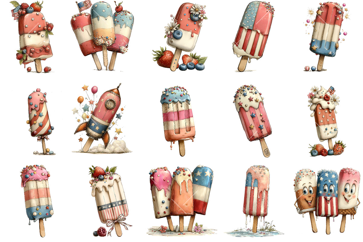 Patriotic Ice-Cream PNG Clipart, an Illustration by OK Design (Photo 3 of 6)