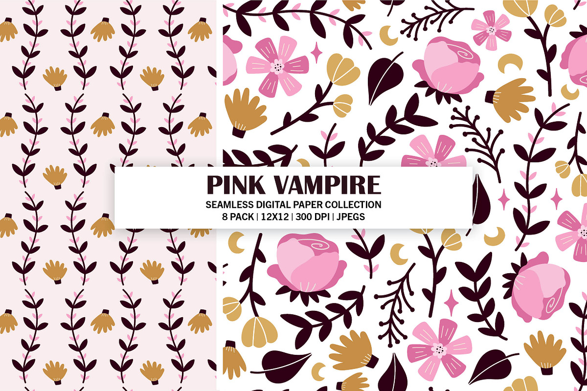 Pink Vampire Seamless Pattern Bundle, a Pattern Graphic by Alanna Messina Design Co (Photo 4 of 8)