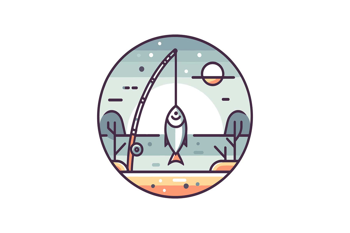 Minimal Fishing Rod Icon Vector Set, an Object Graphic by yasushie (Photo 1 of 16)