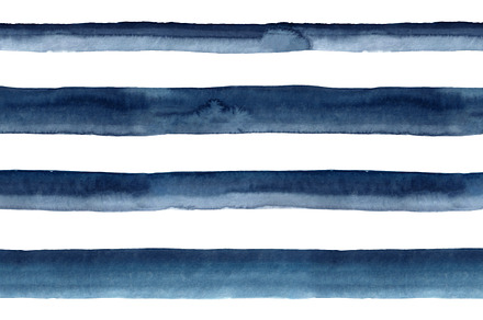 Watercolour stripes in dark navy, a Pattern Graphic by Anya-D