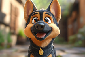 Happy animated dog with a playful ex, a Photo by Tanuart