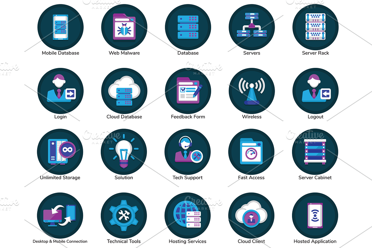 100 Web Hosting Flat Icons, an Outline Icon by Flat Icons (Photo 5 of 6)