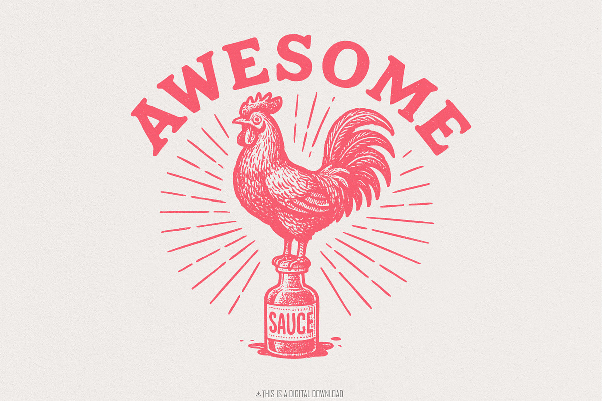 Awesome Sauce PNG, Retro Rooster, an Illustration by SharpMarketplace (Photo 8 of 9)