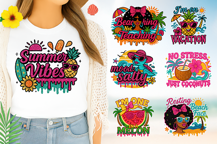 Summer Vibes Glitter PNG Bundle
