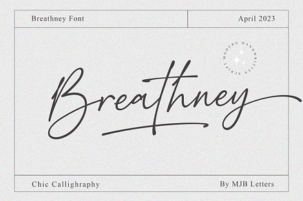 Breathney -  Modern Script, a Script Font by MJB Letters