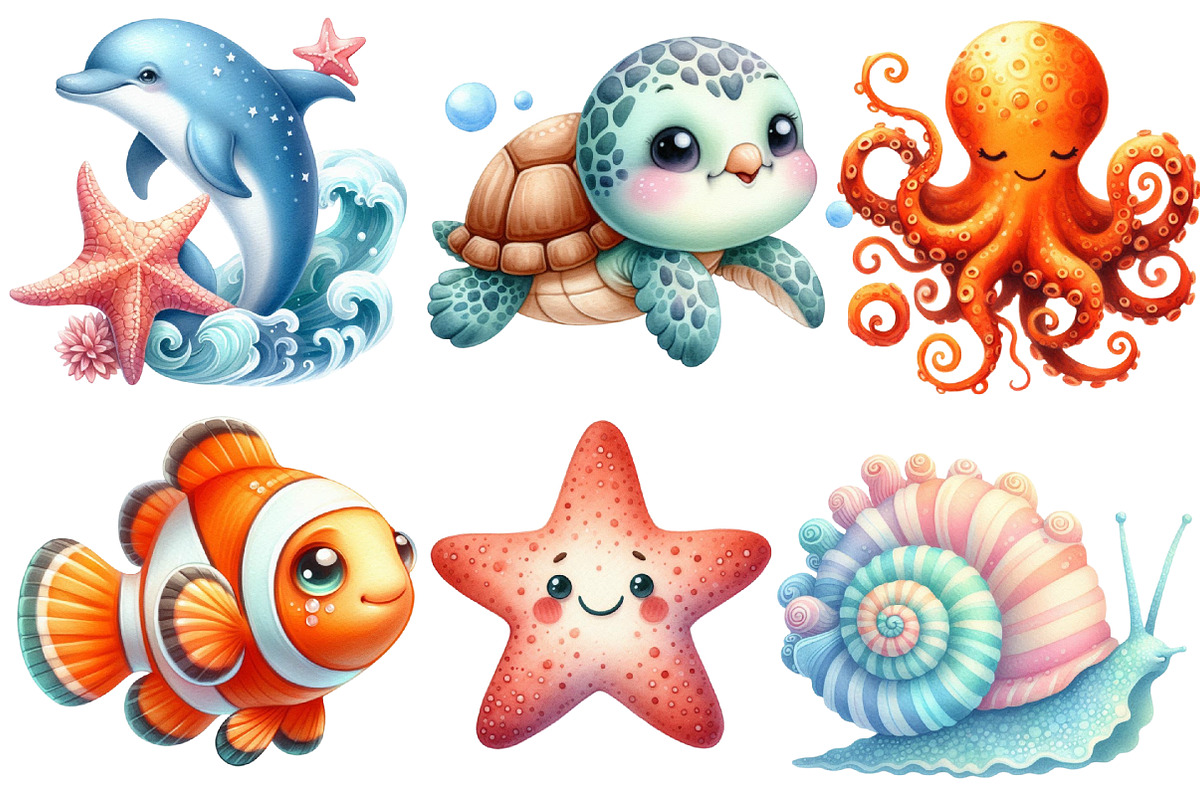Undersea watercolor clipart, an Illustration by Designworld (Photo 4 of 5)