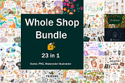 Whale shop bundle Baby animals, an Animal Illustration by OxanaTally (Thumbnail 1 of 24)