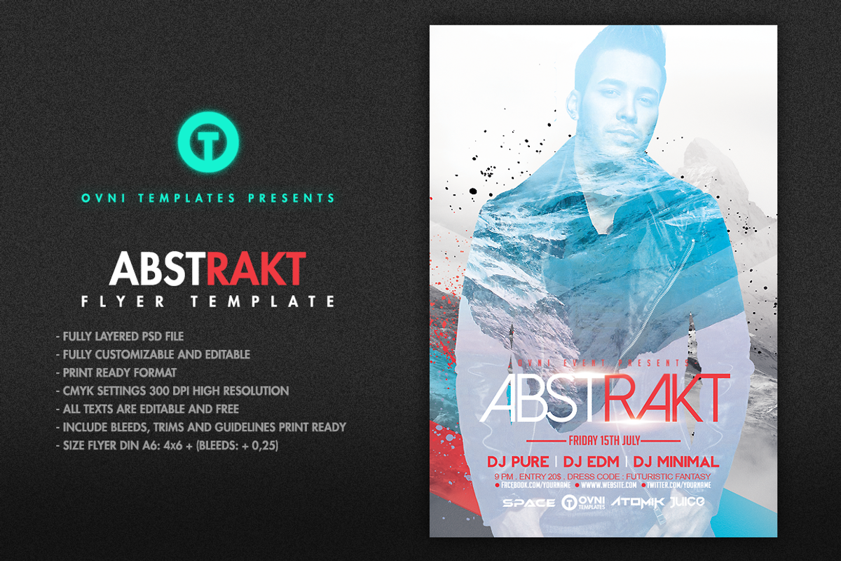 ABSTRAKT Flyer Template, a Flyer Template by OVNI-TEMPLATES (Photo 1 of 3)